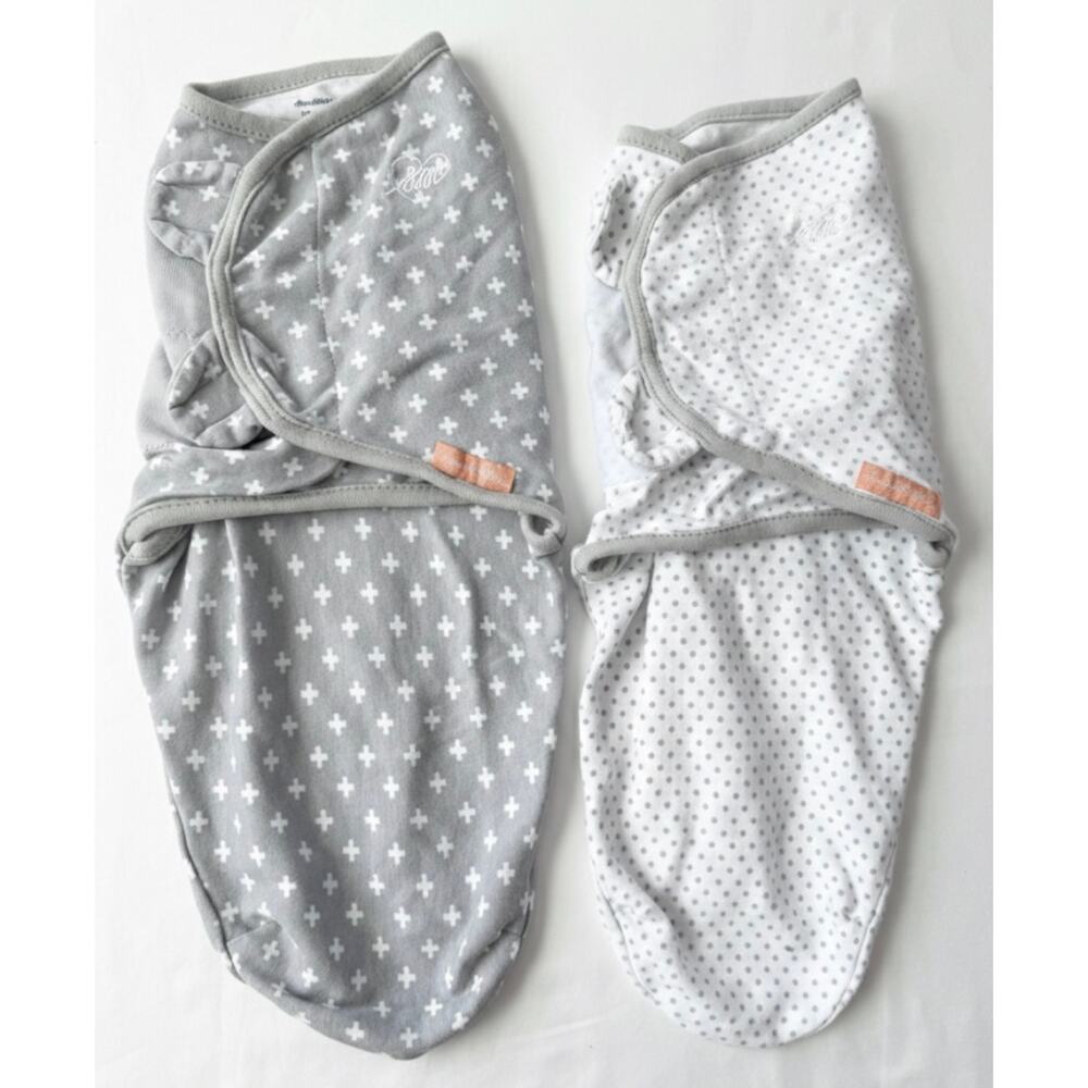 SwaddleMe Easy Change Gray White Plus Sign Polka Dot Swaddle Set SM/MED